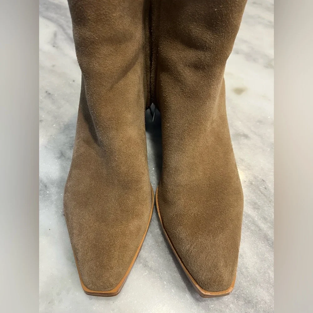 Marc Fisher Suede Zip Boots Brown Tan - Size 7 - Picture 4 of 8